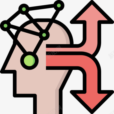 决策决策大脑过程5线性颜色图标图标