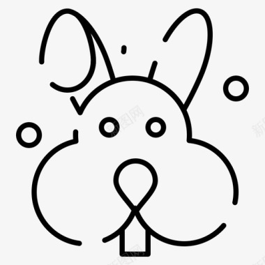 兔子复活节快乐的东方规则虚线图标图标