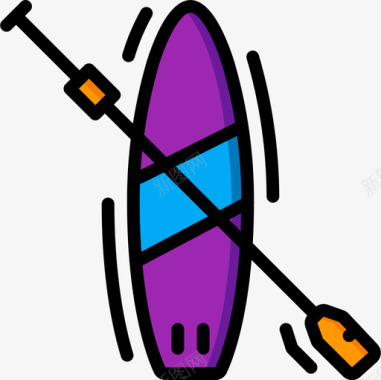 运动桨板冒险运动16线性颜色图标图标
