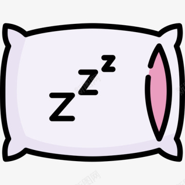 枕头睡觉时间17线性颜色图标图标