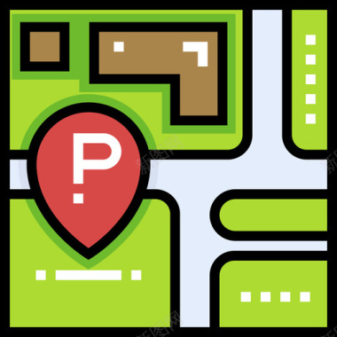 停车场停车场停车场19线性颜色图标图标