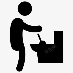 房屋形厕所清洁工保洁员家庭清洁图标高清图片