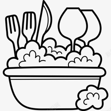 餐具清洁40黑色图标图标