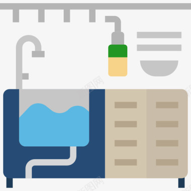 水槽厨房和厨具3扁平图标图标