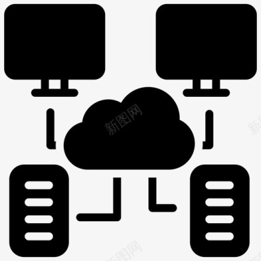 云计算机连接云连接云技术图标图标