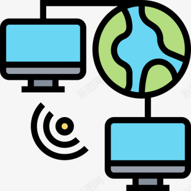 局域网网卡局域网网络共享7线性彩色图标图标