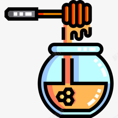 药炉蜂蜜互变药线性颜色图标图标