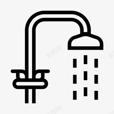 家居生活背景淋浴浴室家具图标图标