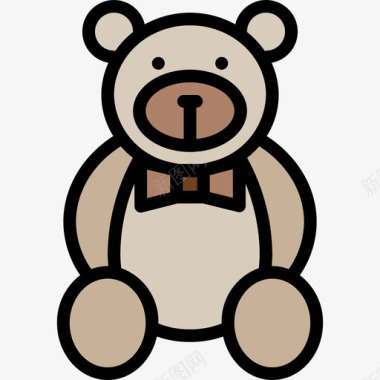 泰迪熊礼物21线性颜色图标图标