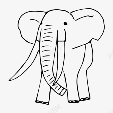 素描动物大象动物自然图标图标