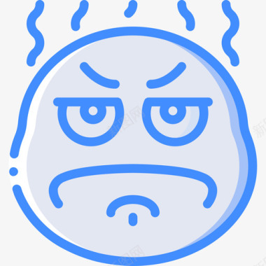 愤怒表情符号30蓝色图标图标