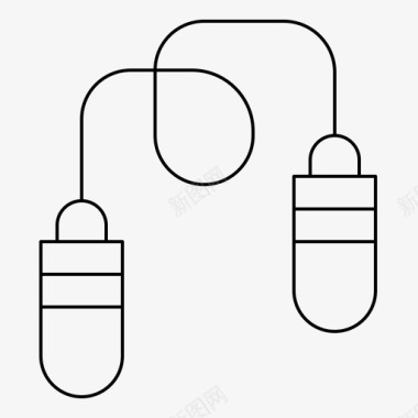 健身动感健身跳绳健身娱乐和体育器材细线图标图标