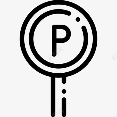 公共标识红停车场公共交通8直线图标图标