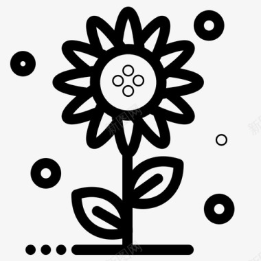 花卉墨点素材向日葵花卉大自然图标图标