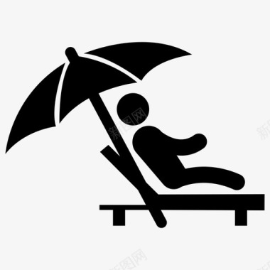 阳伞遮阳伞沙滩椅沙滩伞图标图标