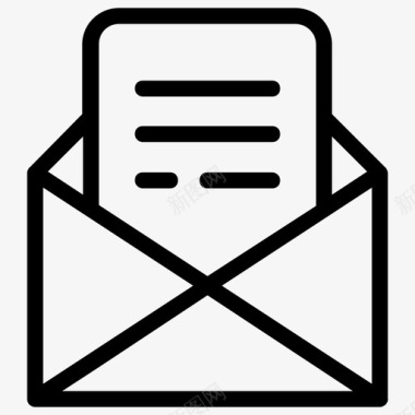 打开电子邮件商务文件信封中的文件图标图标