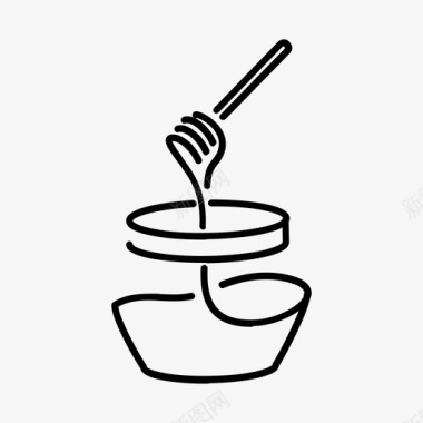 浇蜂蜜的蛋糕蜂蜜罐早餐蜂蜜棒图标图标