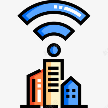 Wifi智能城市13线性颜色图标图标
