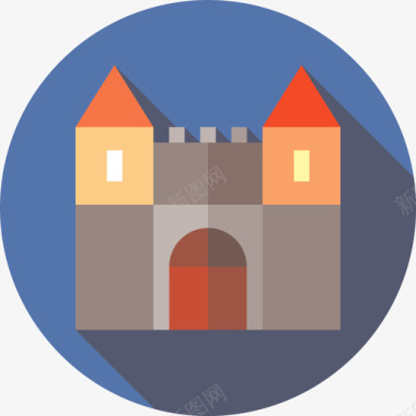 城堡城市元素40平坦图标图标
