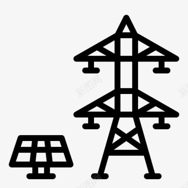 绿屋顶太阳能板生态能源图标图标