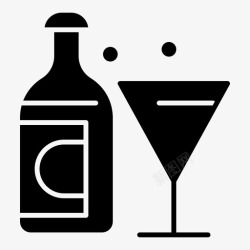葡萄季节葡萄酒瓶子鸡尾酒图标高清图片