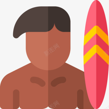 运动人物冲浪板运动化身7扁平图标图标