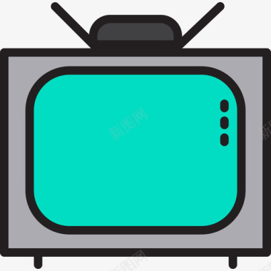电视专卖电视生活方式4线性色彩图标图标