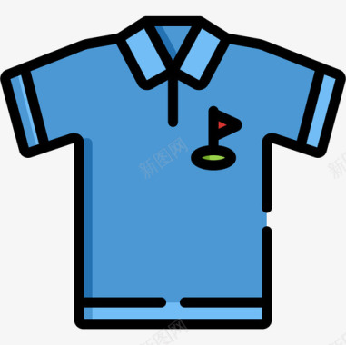 Polo衫高尔夫24码线性颜色图标图标