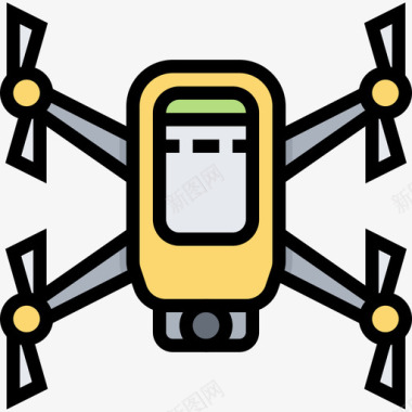 四四旋翼机无人机3线性颜色图标图标