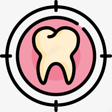 咧牙牙齿牙医16线形颜色图标图标