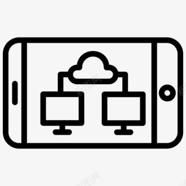 线稿云计算无线通信云计算云数据图标图标