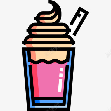 奶昔冰淇淋店8线性颜色图标图标