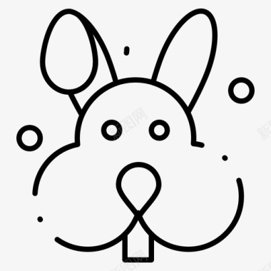 兔子复活节快乐的东方规则点线图标图标