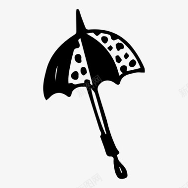雨伞涂鸦下雨图标图标