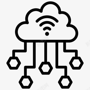 交叉路线图云连接云计算云托管图标图标