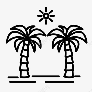棕榈树海滩夏季图标图标