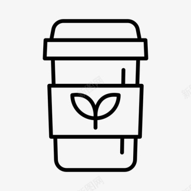 环保绿色能源可重复使用的咖啡杯图标图标