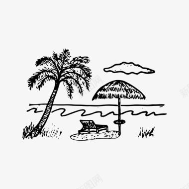 海边度假短裤海滩海边夏季图标图标