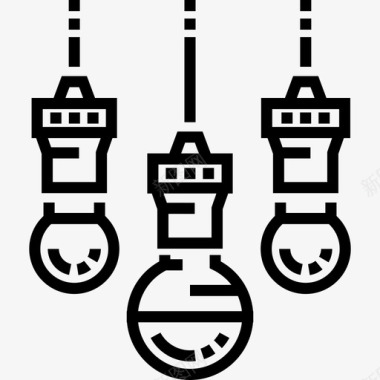 灯具灯具家用12盏线性图标图标