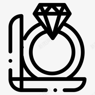 矢量礼物盒组合戒指盒子钻石图标图标