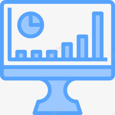 电脑小报图饼图电脑显示屏4蓝色图标图标