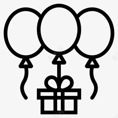 气球生日盒子图标图标