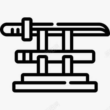 矢量武士武士刀忍者9线性图标图标