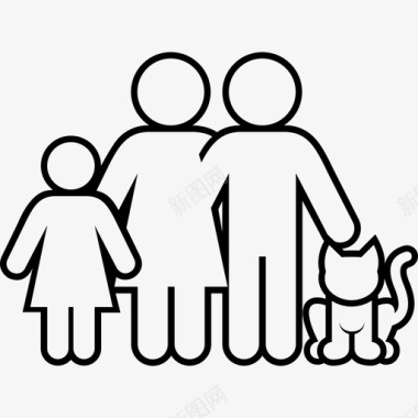 父亲与儿子家庭猫女儿图标图标