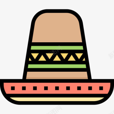 墨西哥帽墨西哥符号线颜色图标图标
