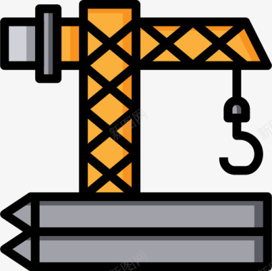 公共类图标起重机施工工具19线性颜色图标图标