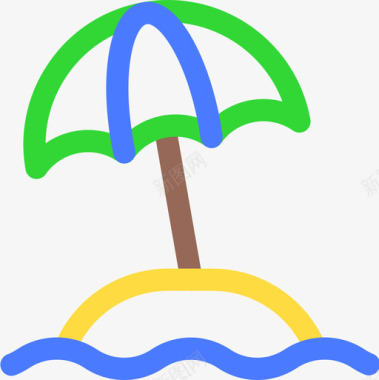 巴西标志太阳伞巴西嘉年华9线性颜色图标图标