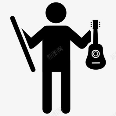 吉他手艺术家音乐家图标图标