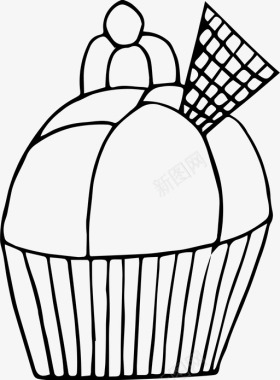 手绘纸杯蛋糕手绘蛋糕甜点图标图标