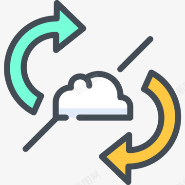 双色数字云计算数字营销76双色图标图标